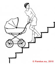 как поднять коляску по лестнице